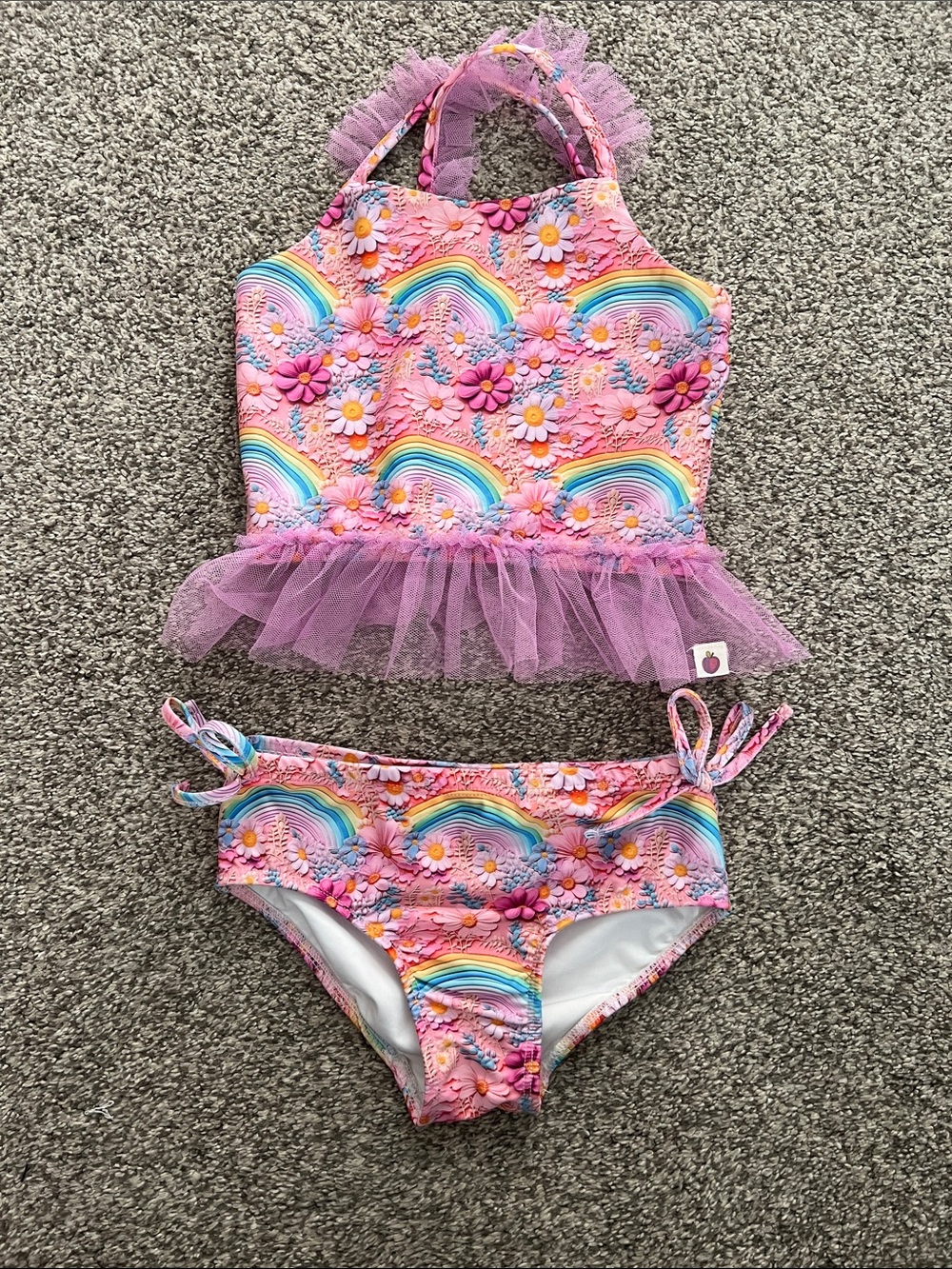 Adorable Cheeky Plum swimsuit with tulle, size 5T